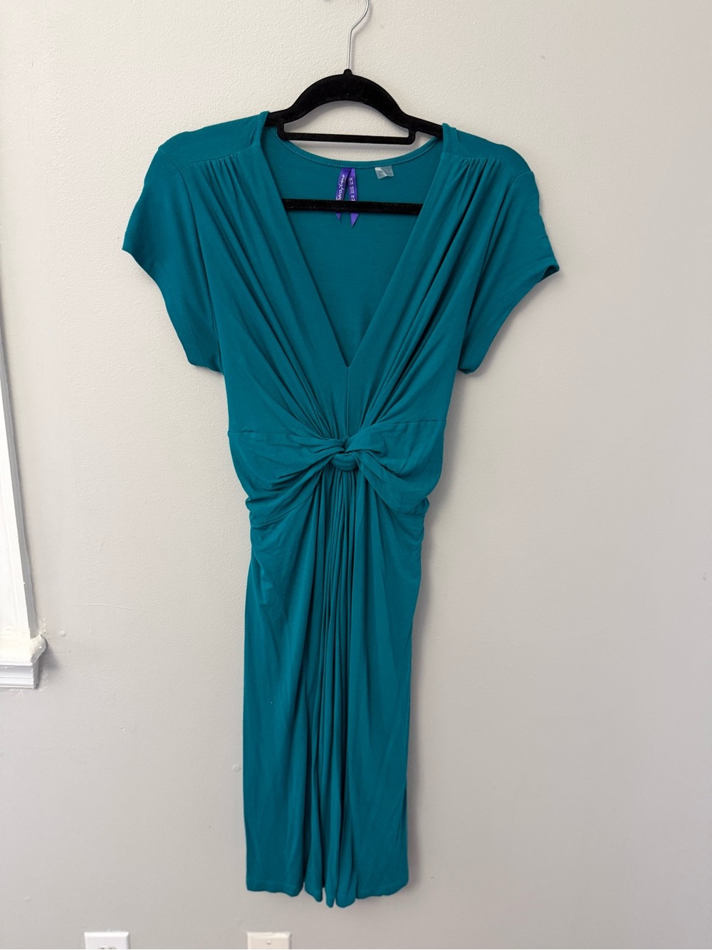 Seraphine Teal Knot-Front V-Neck Maternity Dress